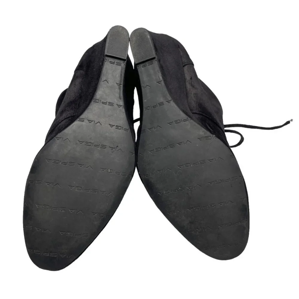 Via Spiga Womens Fedora Black Suede Leather Hidden‎ Wedge Ankle Bootie US Size 8